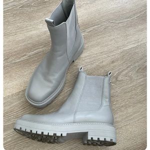 Sam Edelman Laguna Womens Grey Leather Waterproof Chelsea Boots Size 8